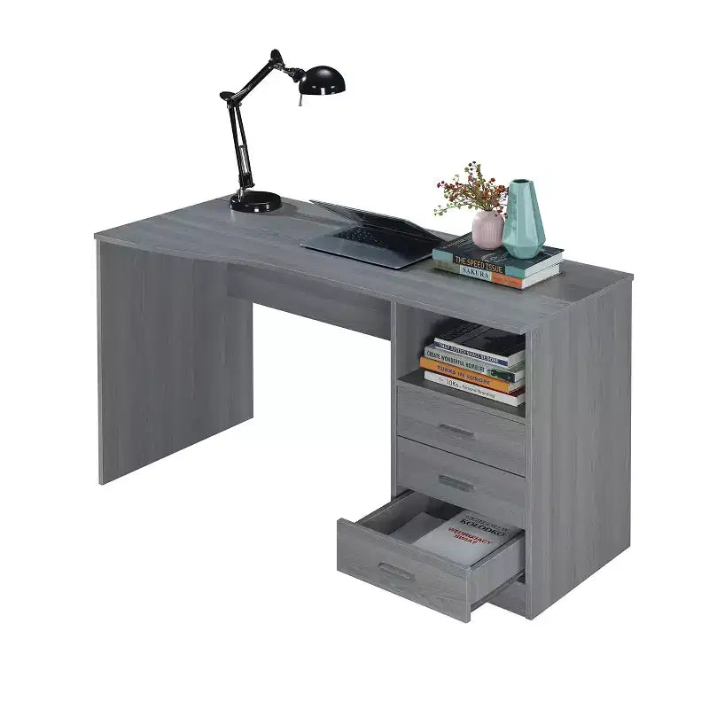 51" Classic Computer Desk with 3 Drawers & Fixed Shelf, Particle Board, 90 lb Capacity