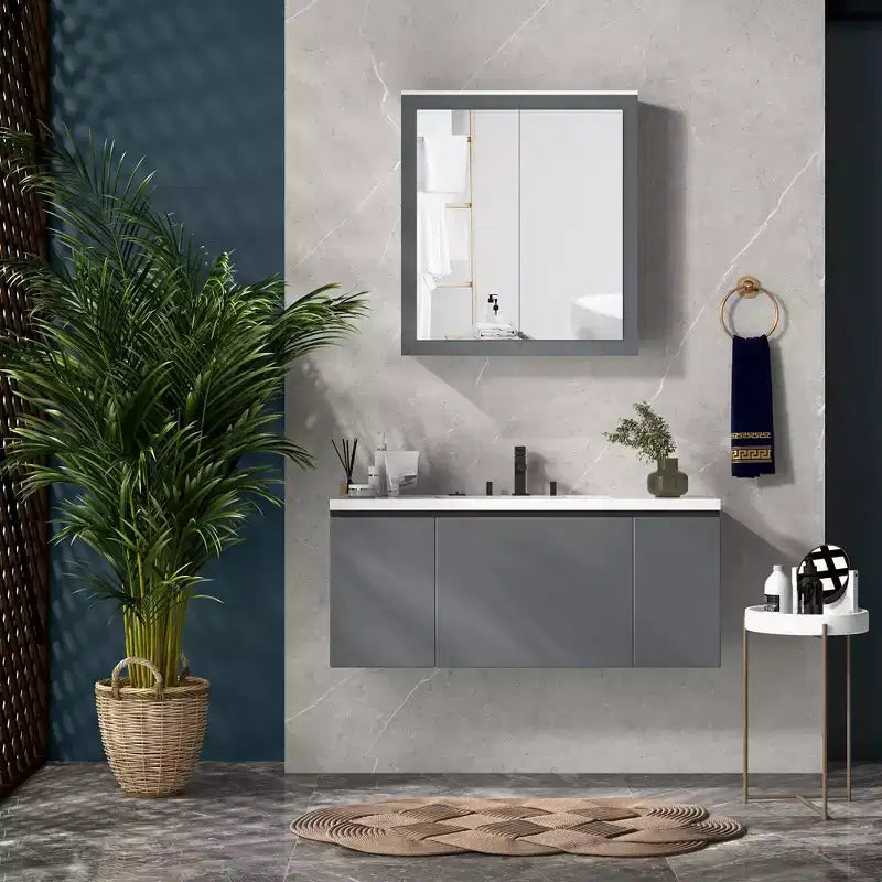 Medicine Cabinet Bathroom Mirror, 2 Adjustable Shelves, Double Mirror Doors, Wall Mount, White MDF