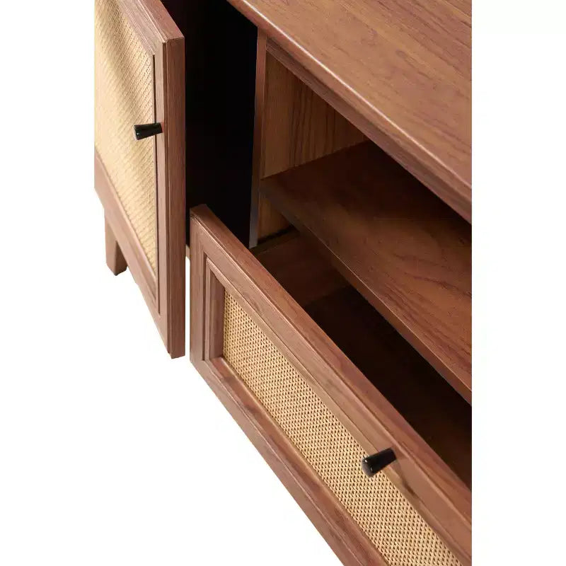 59" Farmhouse Caned TV Stand, Fits TVs up to 65", Drawer, Storage Doors, Cable Management, MDF