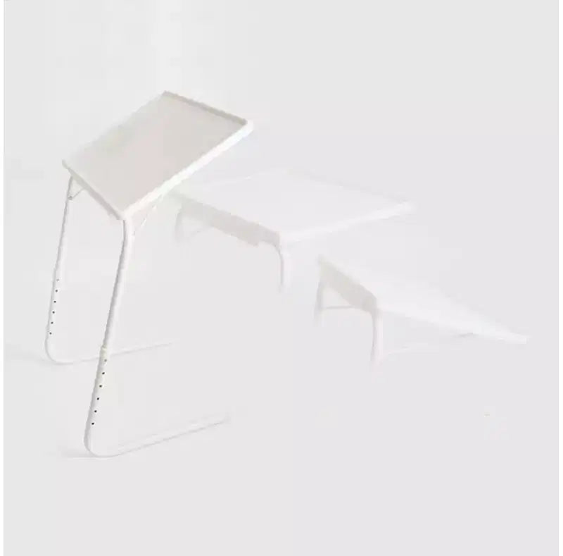 Adjustable Folding TV Tray Table, 6 Height Settings, Steel Frame, White, 5 lb Capacity, No Tools