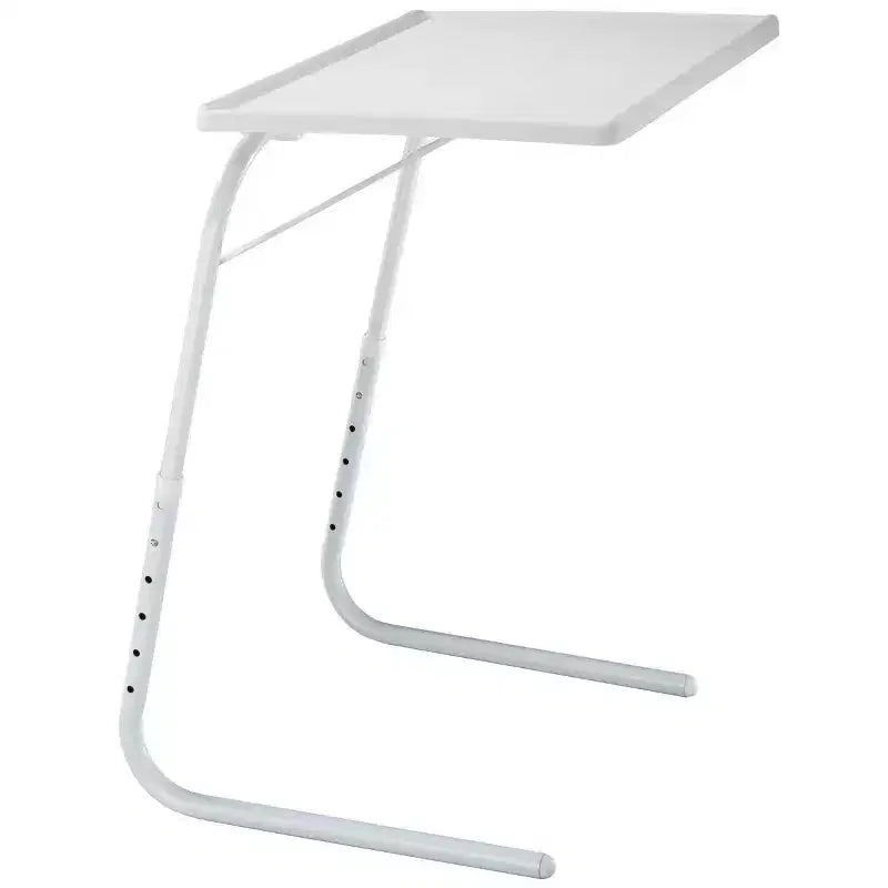Adjustable Folding TV Tray Table, 6 Height Settings, Steel Frame, White, 5 lb Capacity, No Tools