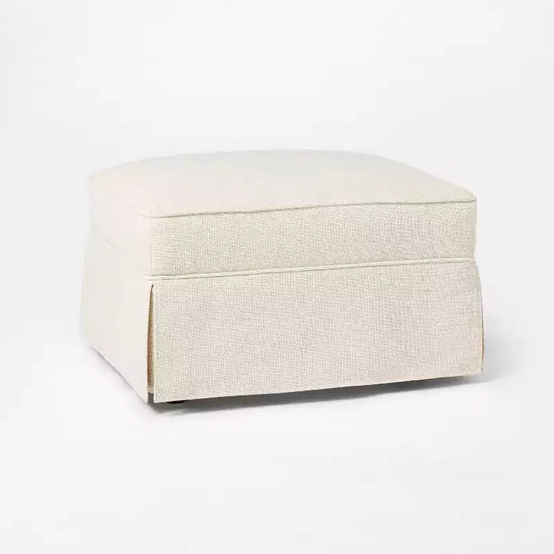 Rectangular Upholstered Ottoman, Padded Polyester Seat, Plywood Frame, 16.5" Height, Spot Clean