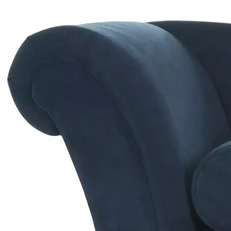 Left Arm Velvet Chaise Lounge, Eucalyptus & Rubberwood Frame, Attached Cushions, 550 lb Capacity