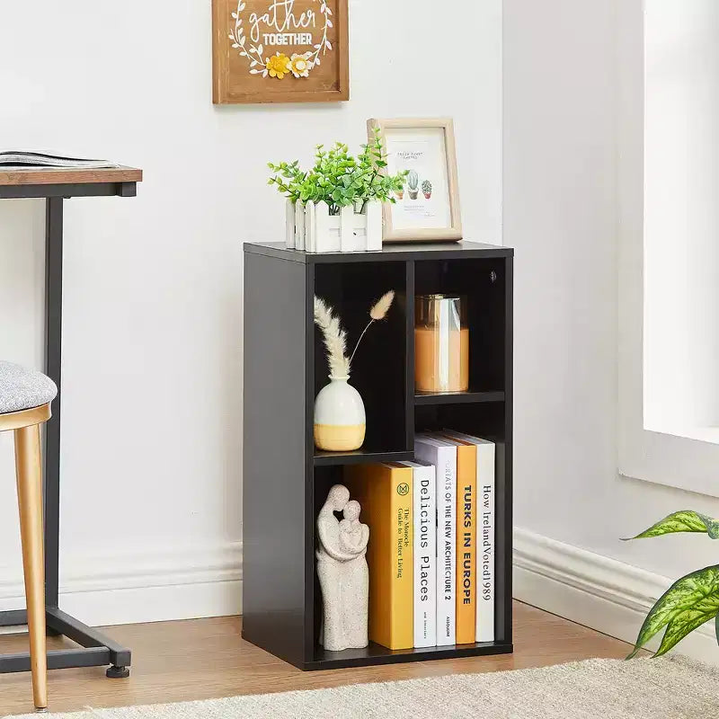 3-Shelf Wood Bookcase, Open Display Storage, Soft Edges, Multiple Color Options