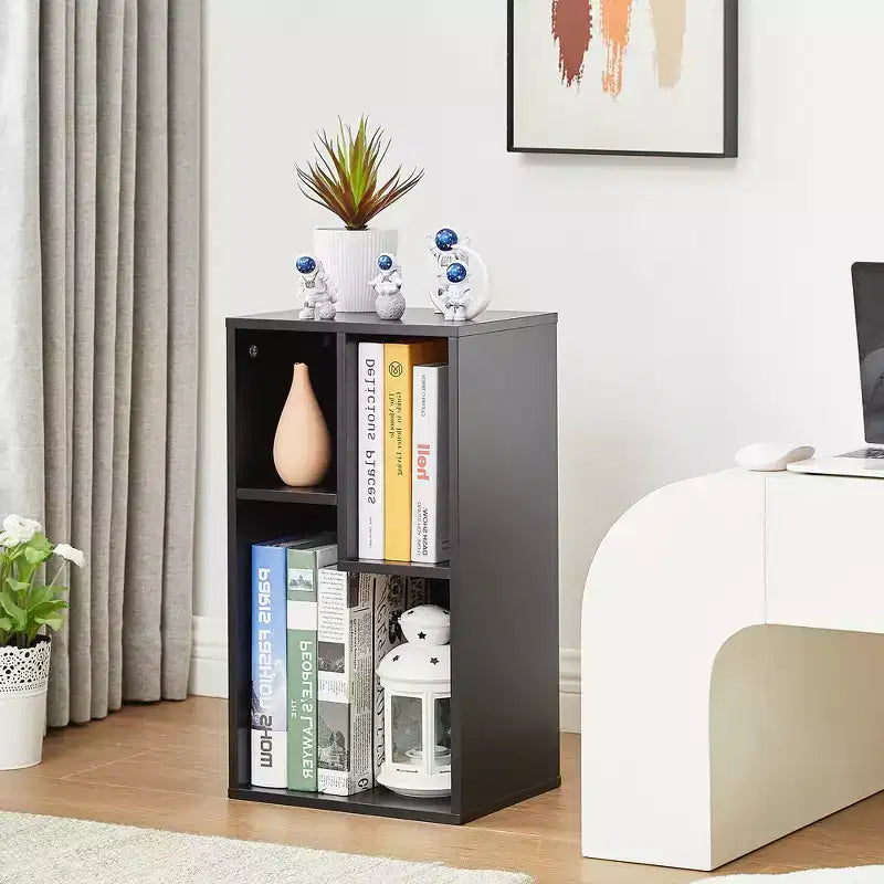 3-Shelf Wood Bookcase, Open Display Storage, Soft Edges, Multiple Color Options