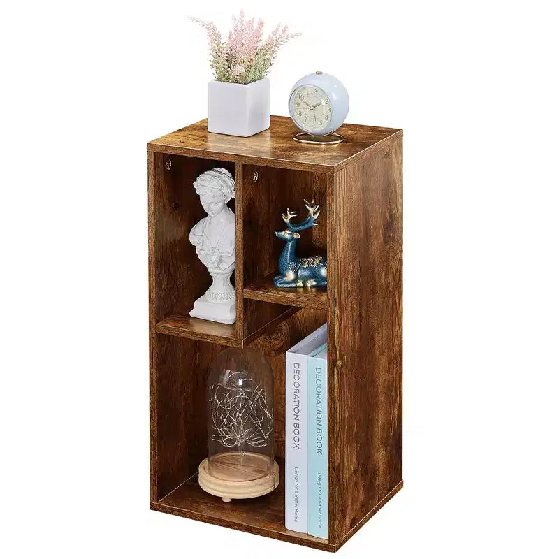 3-Shelf Wood Bookcase, Open Display Storage, Soft Edges, Multiple Color Options