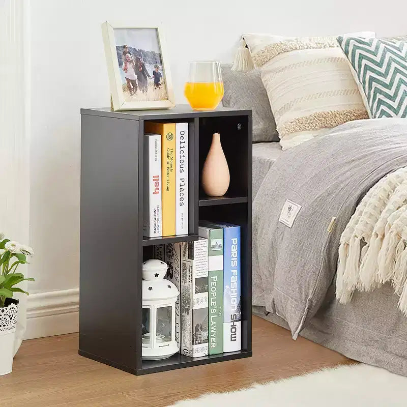 3-Shelf Wood Bookcase, Open Display Storage, Soft Edges, Multiple Color Options