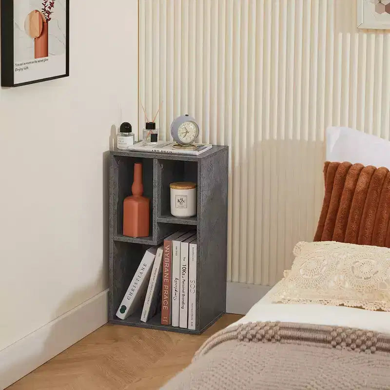 3-Shelf Wood Bookcase, Open Display Storage, Soft Edges, Multiple Color Options