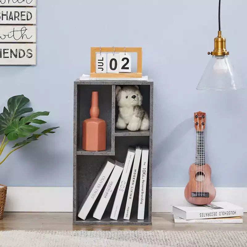 3-Shelf Wood Bookcase, Open Display Storage, Soft Edges, Multiple Color Options