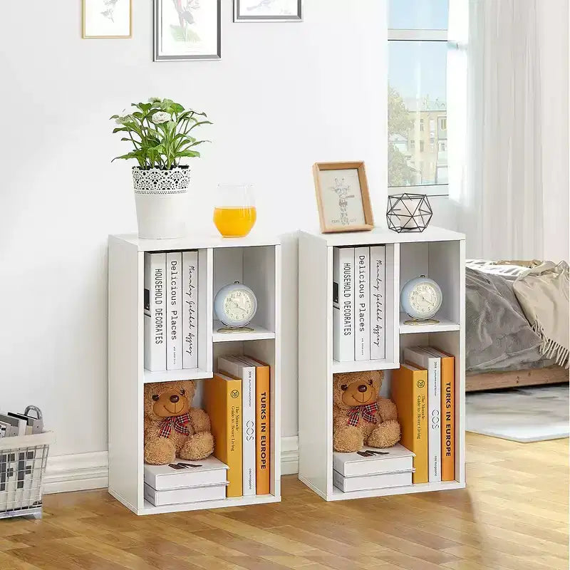 3-Shelf Wood Bookcase, Open Display Storage, Soft Edges, Multiple Color Options