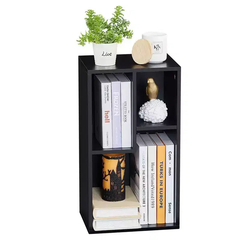 3-Shelf Wood Bookcase, Open Display Storage, Soft Edges, Multiple Color Options