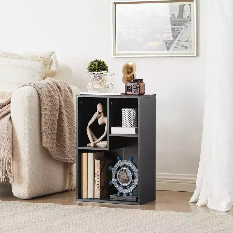 3-Shelf Wood Bookcase, Open Display Storage, Soft Edges, Multiple Color Options