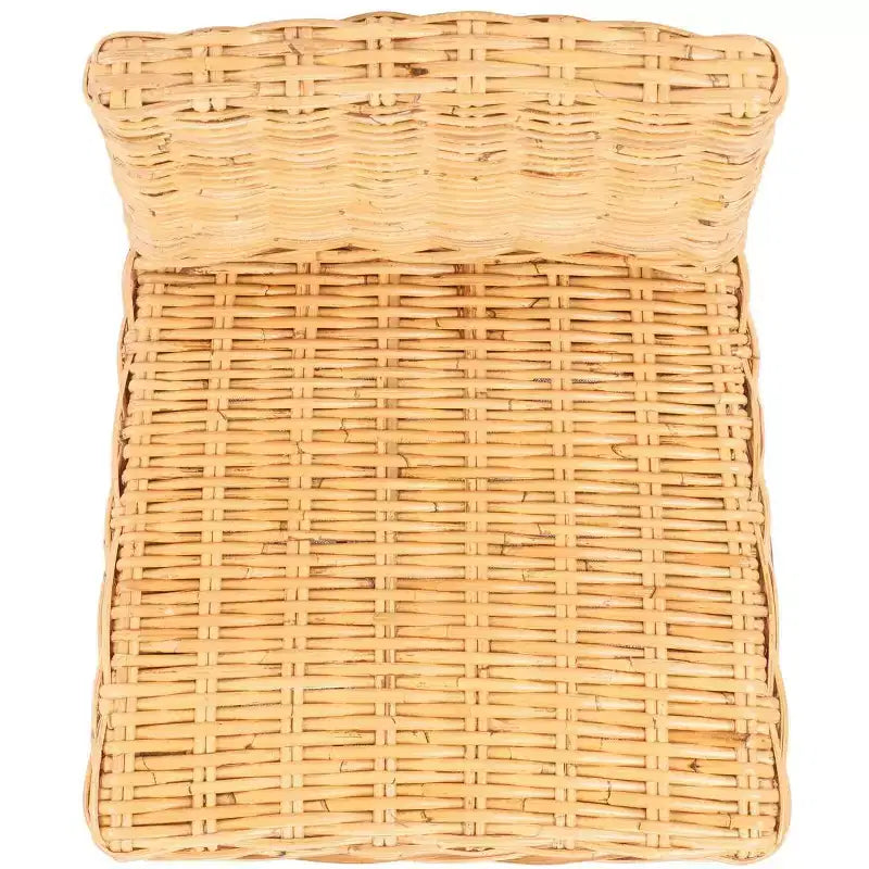 Rattan Counter Stool, Mango Wood Frame, Mid Back, Footrest, Fixed 23.6" Seat Height, 225 lb Capacity