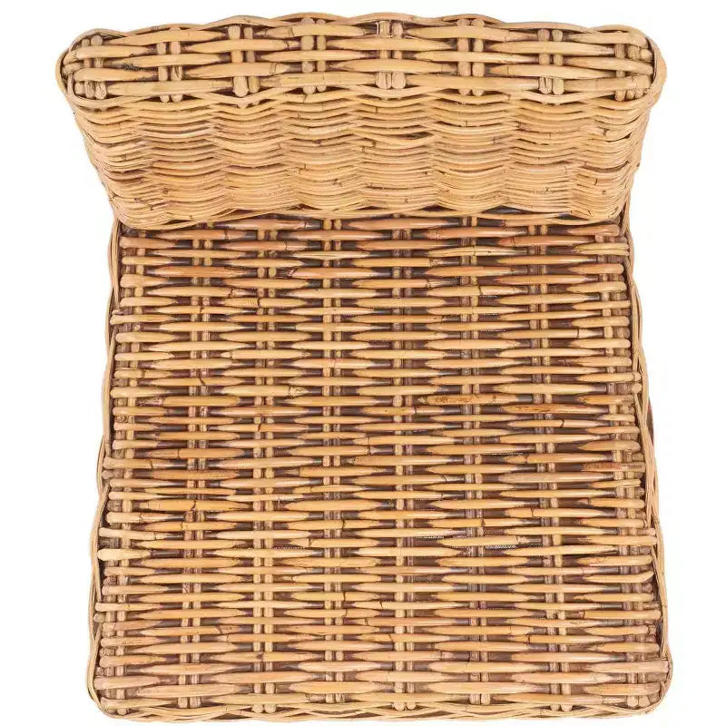 Rattan Counter Stool, Mango Wood Frame, Mid Back, Footrest, Fixed 23.6" Seat Height, 225 lb Capacity
