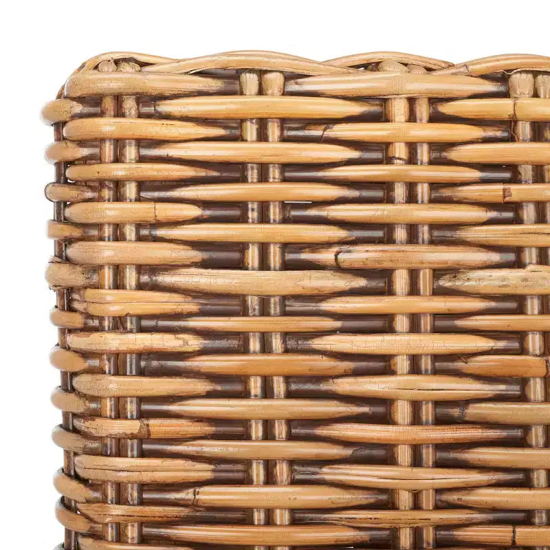 Rattan Counter Stool, Mango Wood Frame, Mid Back, Footrest, Fixed 23.6" Seat Height, 225 lb Capacity