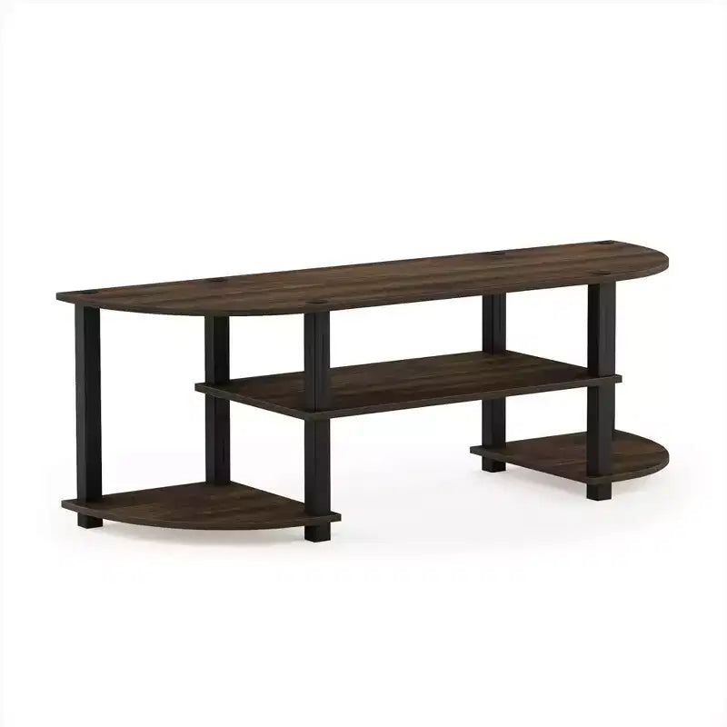 Wide TV Stand Entertainment Center, Fits TVs up to 55", Open Shelves, Columbia Walnut & Black