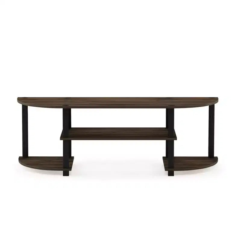 Wide TV Stand Entertainment Center, Fits TVs up to 55", Open Shelves, Columbia Walnut & Black