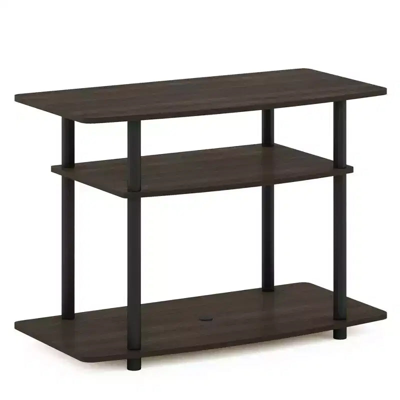 3-Tier TV Stand Console Table, Fits TVs up to 30", Dark Brown & Black, Wood Composite, No Tools