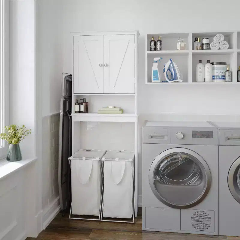 Farmhouse Over-the-Toilet Bathroom Storage Cabinet with Adjustable Shelf & Magnetic Doors