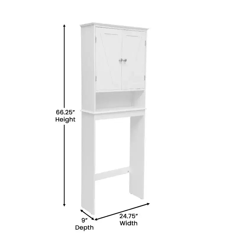 Farmhouse Over-the-Toilet Bathroom Storage Cabinet with Adjustable Shelf & Magnetic Doors