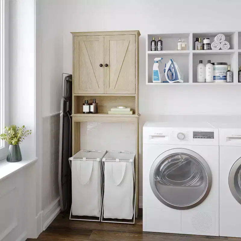 Farmhouse Over-the-Toilet Bathroom Storage Cabinet with Adjustable Shelf & Magnetic Doors