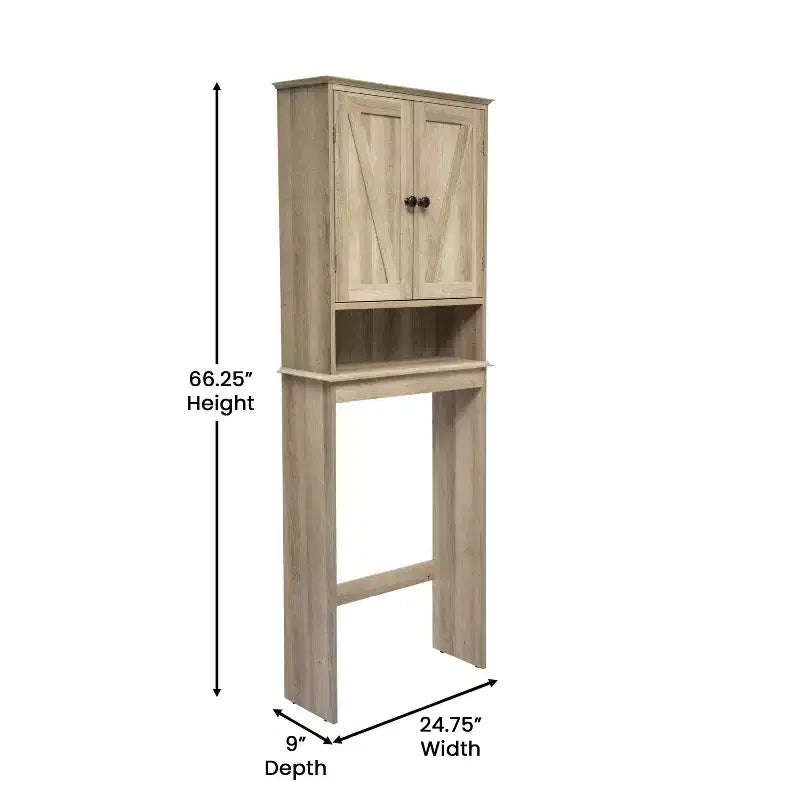 Farmhouse Over-the-Toilet Bathroom Storage Cabinet with Adjustable Shelf & Magnetic Doors