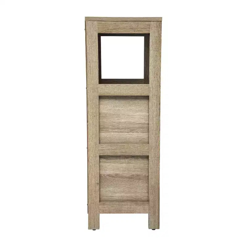 Bathroom Storage Cabinet with 2 Removable Drawers & Open Display Shelf, Farmhouse, Engineered Wood