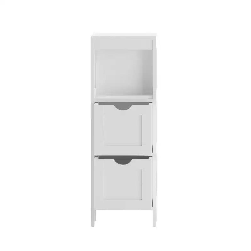Bathroom Storage Cabinet with 2 Removable Drawers & Open Display Shelf, Farmhouse, Engineered Wood