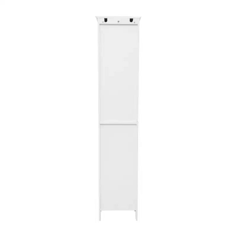 Slim Linen Tower Organizer, Drawer, Upper & Lower Cabinets, Open Shelf, Magnetic Doors, Farmhouse