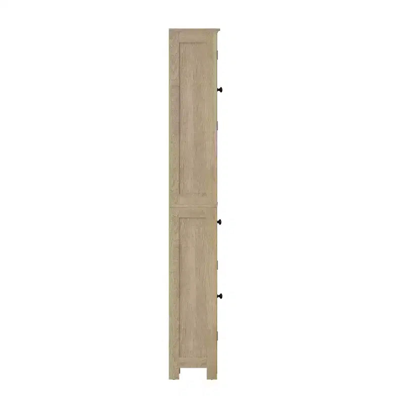 Slim Linen Tower Organizer, Drawer, Upper & Lower Cabinets, Open Shelf, Magnetic Doors, Farmhouse