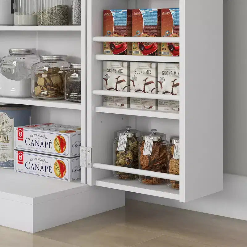 41" Kitchen Pantry Storage Cabinet, Double Doors, 5-Tier Shelf, 12 Spice Racks, Adjustable Shelves