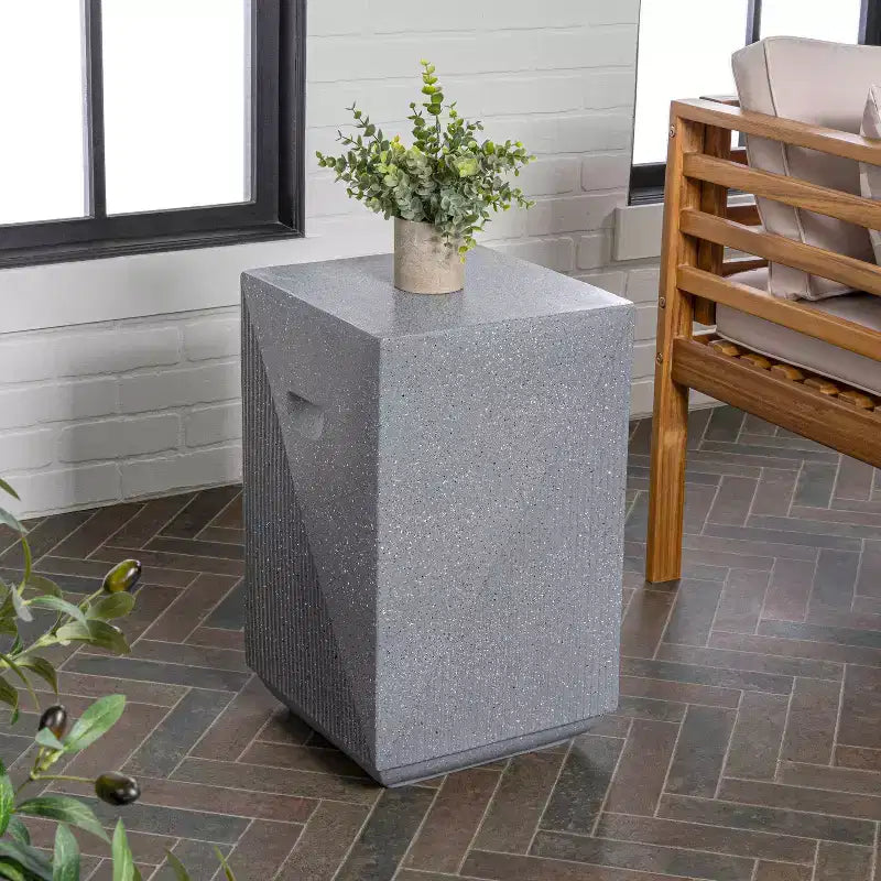 20.75" Square Indoor/Outdoor Accent Side Table, Minimalist Polyresin, No Assembly Required