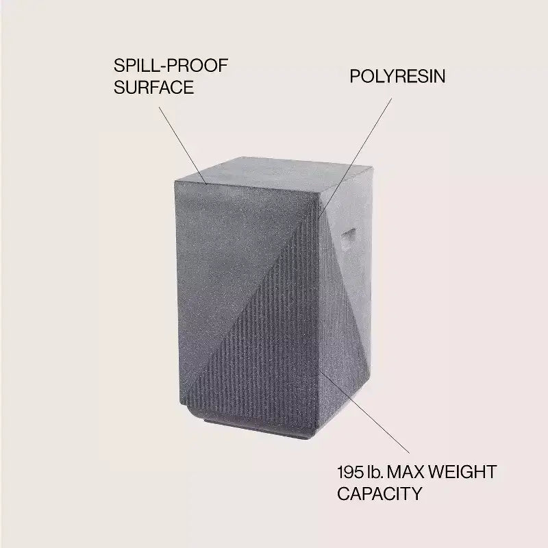 20.75" Square Indoor/Outdoor Accent Side Table, Minimalist Polyresin, No Assembly Required