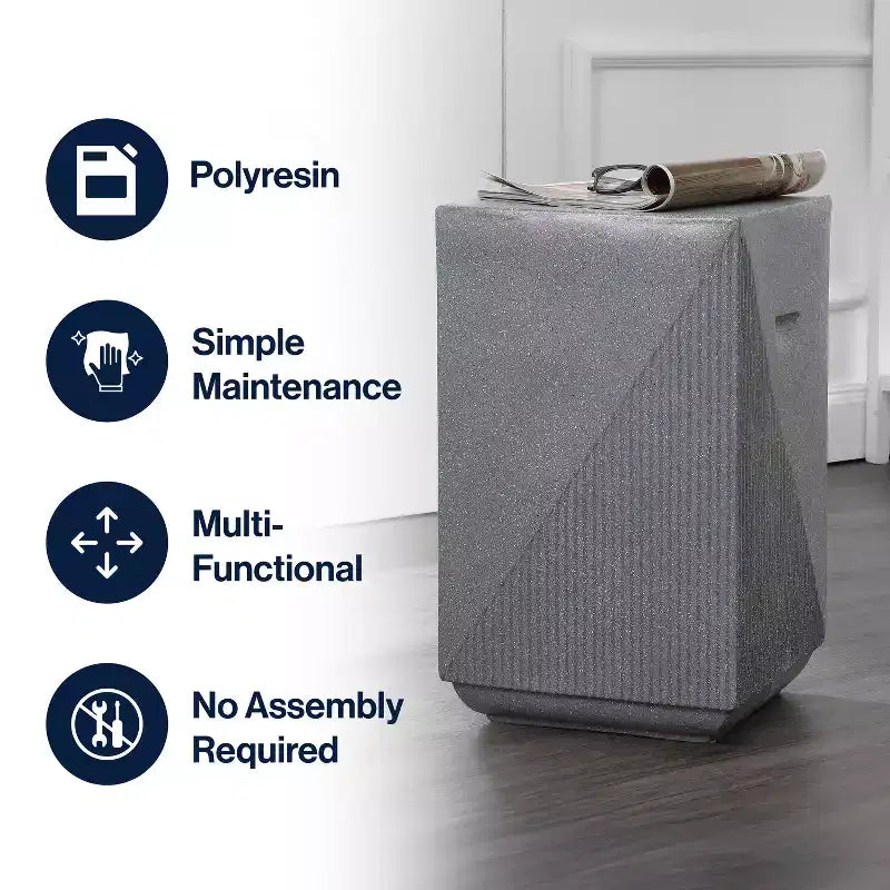 20.75" Square Indoor/Outdoor Accent Side Table, Minimalist Polyresin, No Assembly Required