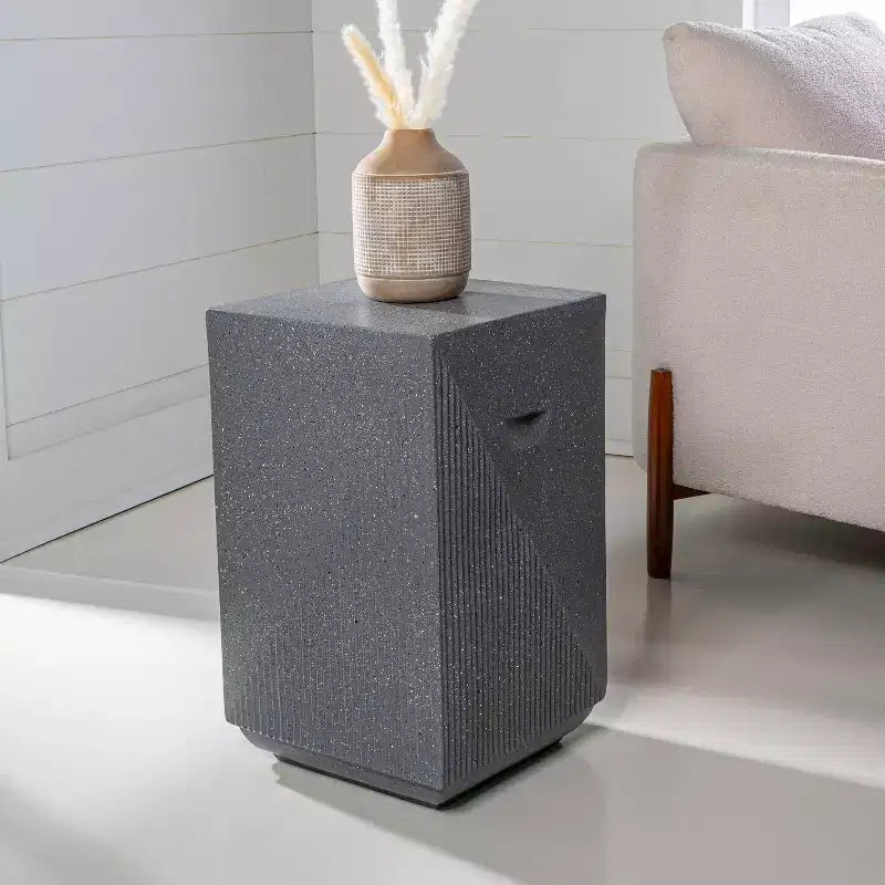 20.75" Square Indoor/Outdoor Accent Side Table, Minimalist Polyresin, No Assembly Required