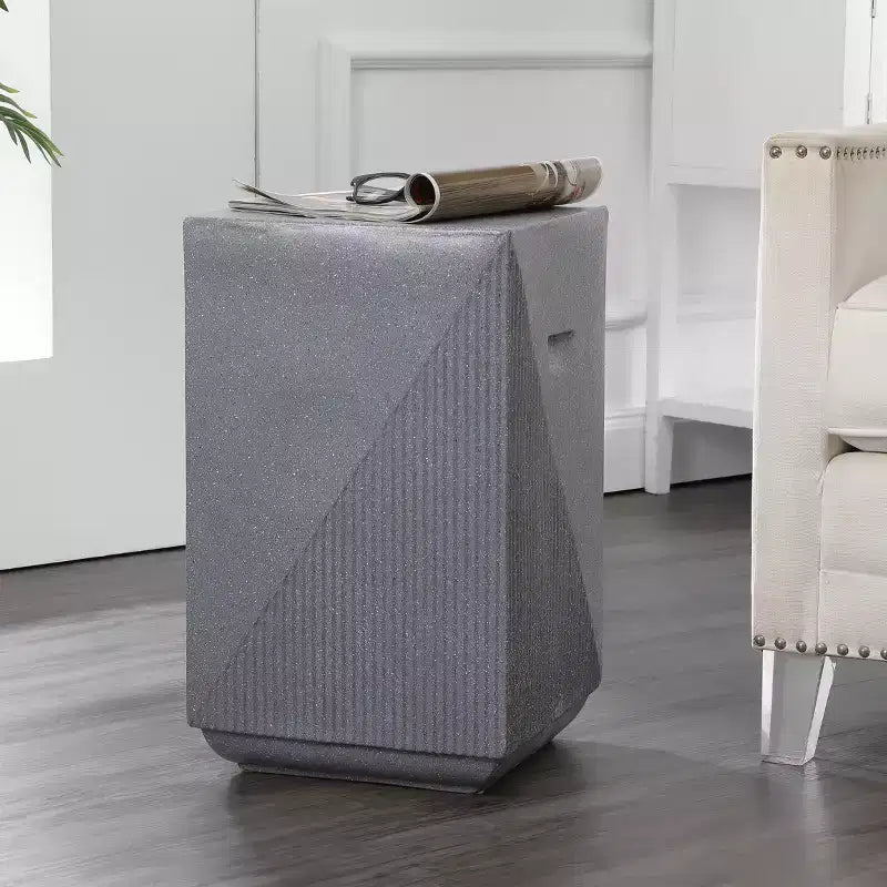 20.75" Square Indoor/Outdoor Accent Side Table, Minimalist Polyresin, No Assembly Required