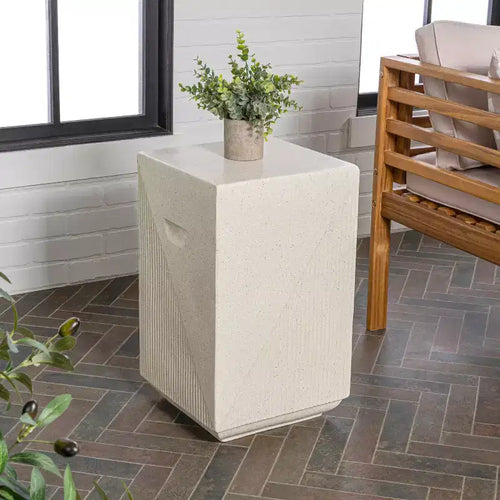 20.75" Square Indoor/Outdoor Accent Side Table, Minimalist Polyresin, No Assembly Required
