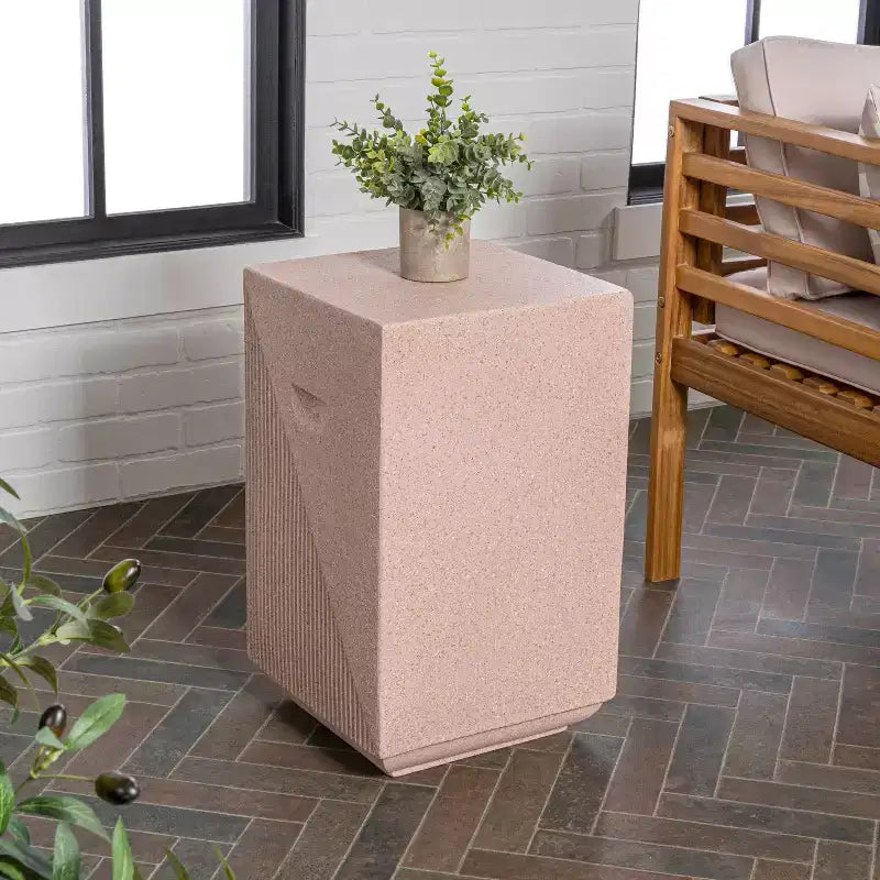 20.75" Square Indoor/Outdoor Accent Side Table, Minimalist Polyresin, No Assembly Required