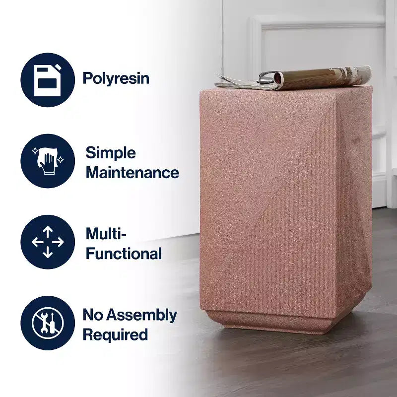20.75" Square Indoor/Outdoor Accent Side Table, Minimalist Polyresin, No Assembly Required