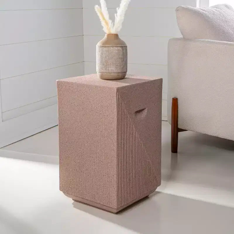 20.75" Square Indoor/Outdoor Accent Side Table, Minimalist Polyresin, No Assembly Required
