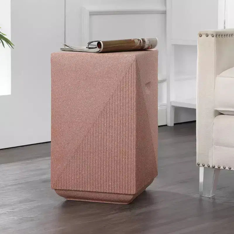 20.75" Square Indoor/Outdoor Accent Side Table, Minimalist Polyresin, No Assembly Required