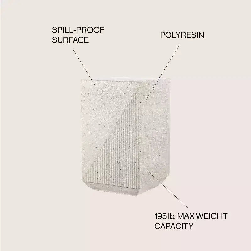 20.75" Square Indoor/Outdoor Accent Side Table, Minimalist Polyresin, No Assembly Required