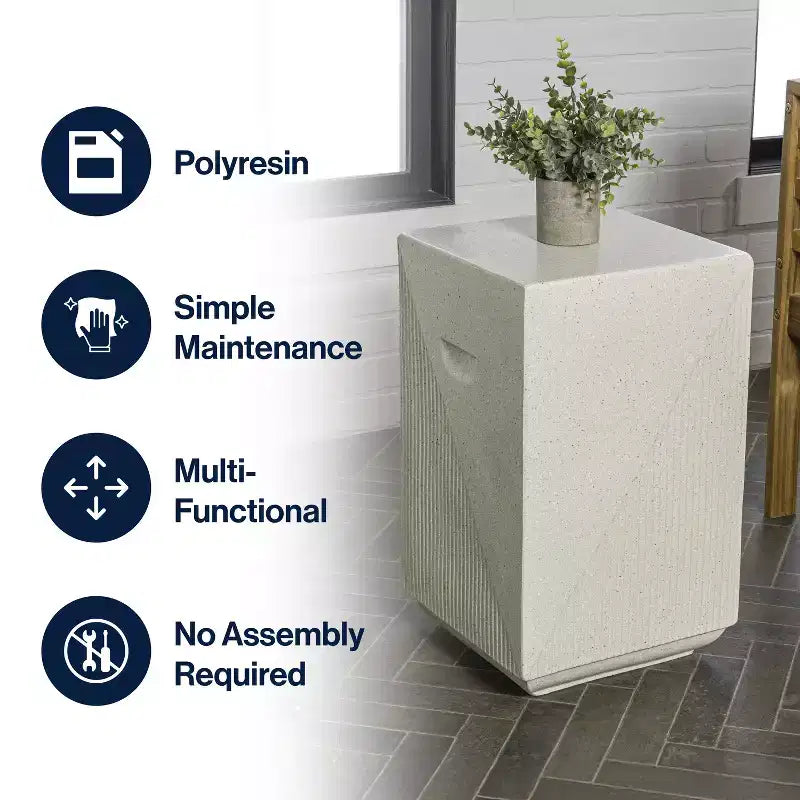20.75" Square Indoor/Outdoor Accent Side Table, Minimalist Polyresin, No Assembly Required