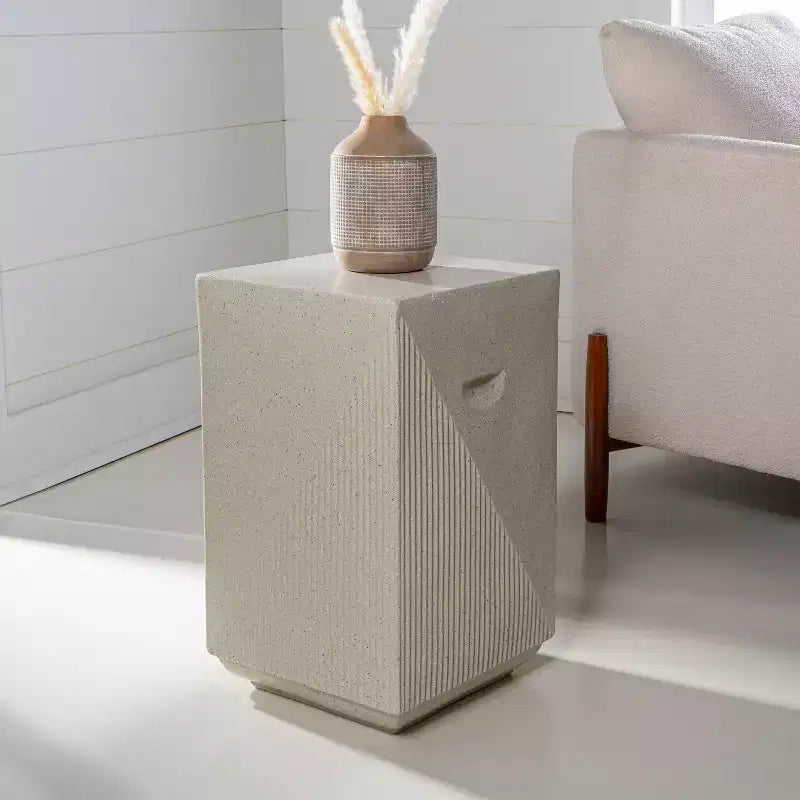 20.75" Square Indoor/Outdoor Accent Side Table, Minimalist Polyresin, No Assembly Required