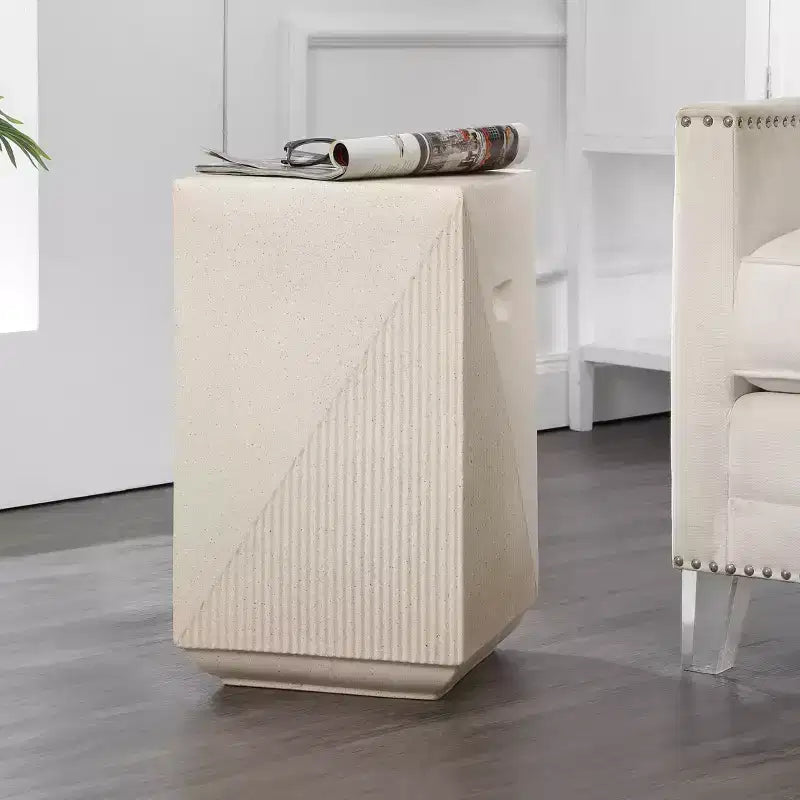 20.75" Square Indoor/Outdoor Accent Side Table, Minimalist Polyresin, No Assembly Required
