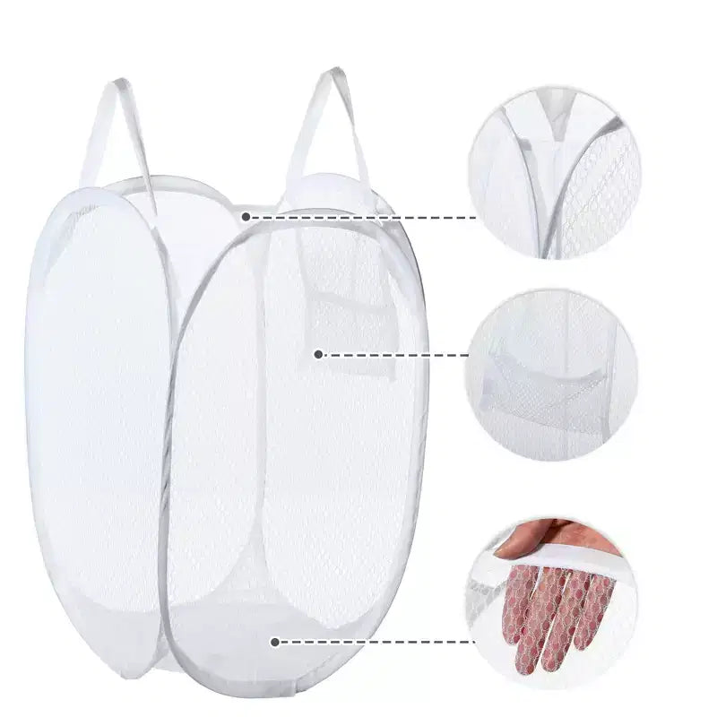 Foldable Mesh Laundry Hamper, 10.57 Gallon / 40L, Breathable Polyester, Portable, No Assembly