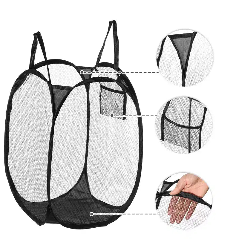 Foldable Mesh Laundry Hamper, 10.57 Gallon / 40L, Breathable Polyester, Portable, No Assembly
