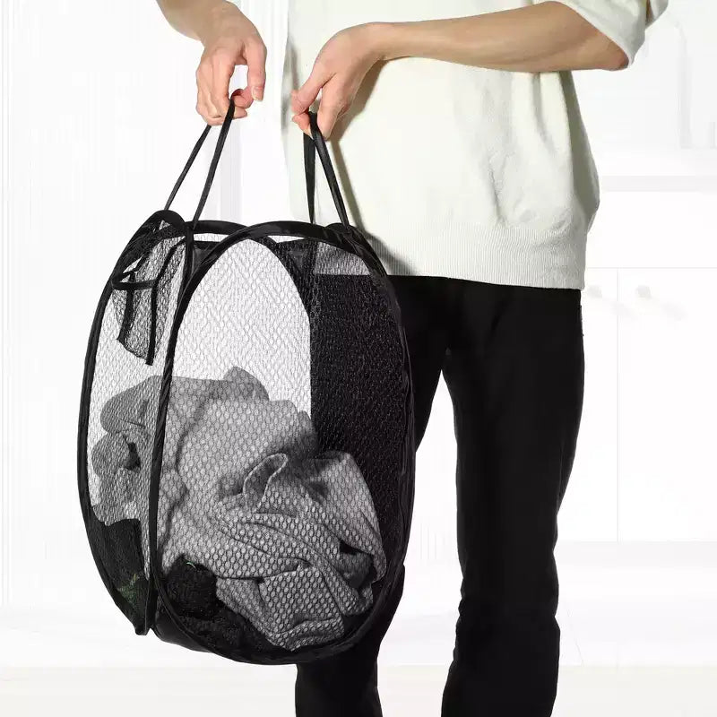 Foldable Mesh Laundry Hamper, 10.57 Gallon / 40L, Breathable Polyester, Portable, No Assembly