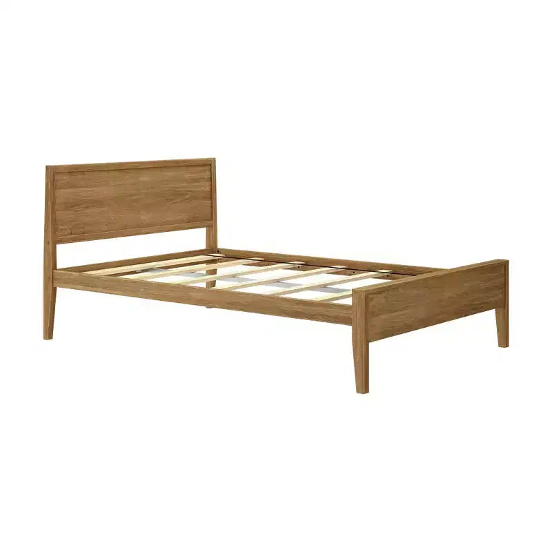 Full Size Kids Platform Bed with Panel Headboard, Solid Pine & Birch, 400 lb Capacity, No Box Spring