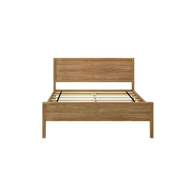 Full Size Kids Platform Bed with Panel Headboard, Solid Pine & Birch, 400 lb Capacity, No Box Spring